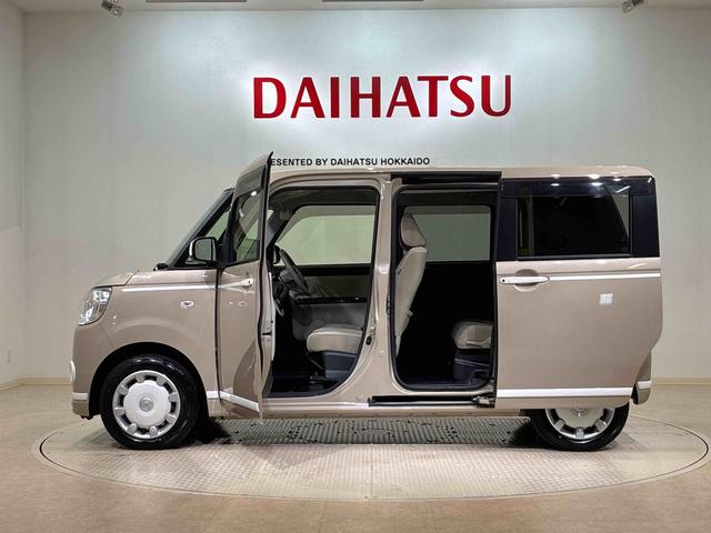 ムーヴキャンバスＸホワイトアクセントリミテッド　ＳＡIII４ＷＤ　アイドリングストップ　オートマチックハイビーム　衝突防止システム　レーンアシスト　スマートキー　記録簿　エアバッグ　エアコン　パワーステアリング　パワーウィンドウ　ＣＤ　ＡＢＳ（北海道）の中古車