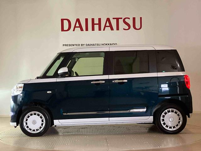 ムーヴキャンバスストライプスＧターボ４ＷＤ　シートヒーター　ターボ　アイドリングストップ　オートマチックハイビーム　衝突防止システム　ＬＥＤヘッドランプ　レーンアシスト　スマートキー　記録簿　ワンオーナー　エアバッグ　エアコン　ＡＢＳ（北海道）の中古車