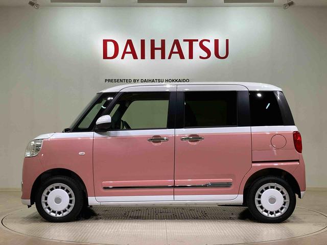 ムーヴキャンバスストライプスG4WD シートヒーター アイドリングストップ オートマチックハイビーム 衝突防止システム LEDヘッドランプ レーンアシスト スマートキー 記録簿 ワンオーナー エアバッグ エアコン パワーウィンドウ(北海道)の中古車