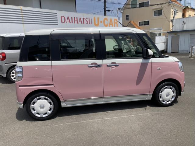 ムーヴキャンバスＧメイクアップＶＳ　ＳＡIII１４インチフルホイールキャップ　ＬＥＤヘッドランプ　キーフリーシステム　両側パワースライドドア　オートエアコン（プッシュ式）　オートライト　置きラクボックス（静岡県）の中古車
