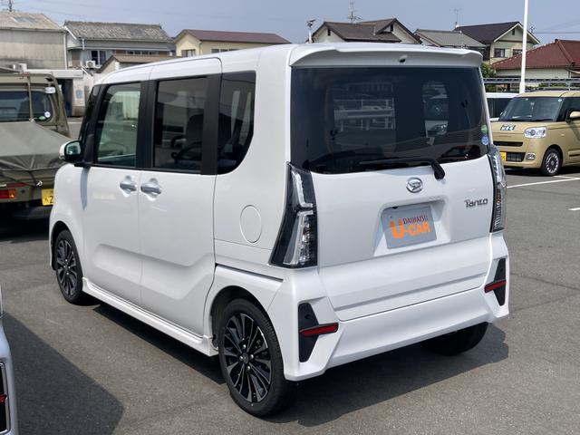 タントカスタムＲＳ１５インチアルミホイール　大型エアロバンパー　フルＬＥＤヘッドランプ　オート格納式カラードドアミラー　本革巻ステアリングホイール（静岡県）の中古車