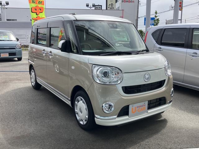 ムーヴキャンバスＧメイクアップリミテッド　ＳＡIII１４インチフルホイールキャップ　ＬＥＤヘッドランプ　キーフリーシステム　両側パワースライドドア　オートエアコン（プッシュ式）　オートライト　置きラクボックス（静岡県）の中古車