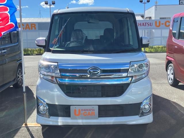 タントカスタムＲＳ１５インチアルミホイール　大型エアロバンパー　ＬＥＤヘッドランプ　オート格納式カラードドアミラー　本革巻ステアリングホイール　両側パワースライドドア（静岡県）の中古車