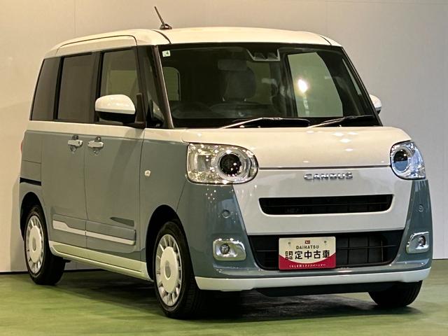 ムーヴキャンバスストライプスＧ電動パーキング　プッシュボタンスタ−ト　両側電動スライドドア　コ−ナ−センサ−　衝突被害軽減ブレーキ　アイドリングストップ機能　シ−トヒ−タ−　パノラマモニタ−対応　ＬＥＤヘッドライト（奈良県）の中古車