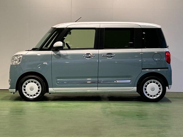 ムーヴキャンバスストライプスＧ電動パーキング　プッシュボタンスタ−ト　両側電動スライドドア　コ−ナ−センサ−　衝突被害軽減ブレーキ　アイドリングストップ機能　シ−トヒ−タ−　パノラマモニタ−対応　ＬＥＤヘッドライト（奈良県）の中古車