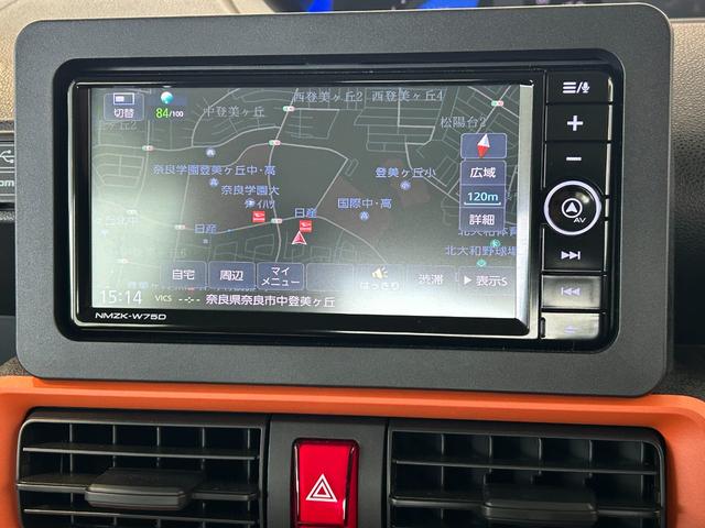 タント 中古車 ファンクロスリミテッドナビ　ドラレコ　ＥＴＣ　衝突被害軽減ブレーキ　コ−ナ−センサ−　ロングスライドシ−ト　両側パワスラ　シ−トヒ−タ−　プッシュボタンスタ−ト　　アイドリングストップ機能　電動パーキング　パノラマモニタ−