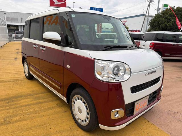 ムーヴキャンバスストライプスＧ／両側電動スライドドア／ＬＥＤヘッドライトワンオーナー　禁煙車　両側電動スライドドア　運転席助手席シートヒーター　ＬＥＤヘッドライト　ＬＥＤフォグランプ　衝突回避支援ブレーキ機能　誤発進抑制制御機能　アイドリングストップ　コーナーセンサー（埼玉県）の中古車