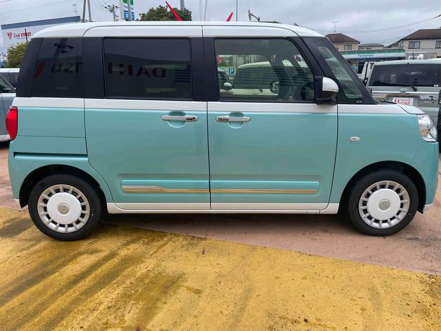 ムーヴキャンバスストライプスＧターボ／両側パワースライドドア／シートヒーターワンオーナー　禁煙車　両側パワースライドドア　運転席助手席シートヒーター　キーフリー　オートエアコン　電動パーキングブレーキ　ブレーキホールド　アダプティブクルーズコントロール　ステアリングスイッチ（埼玉県）の中古車