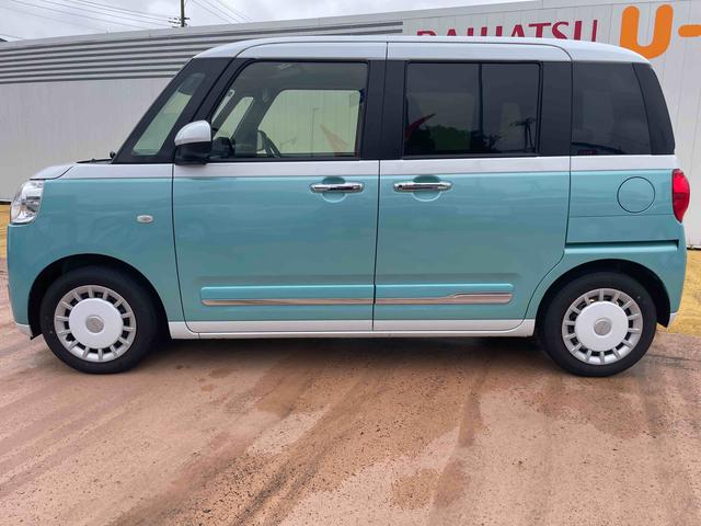 ムーヴキャンバスストライプスＧターボ／両側パワースライドドア／シートヒーターワンオーナー　禁煙車　両側パワースライドドア　運転席助手席シートヒーター　キーフリー　オートエアコン　電動パーキングブレーキ　ブレーキホールド　アダプティブクルーズコントロール　ステアリングスイッチ（埼玉県）の中古車