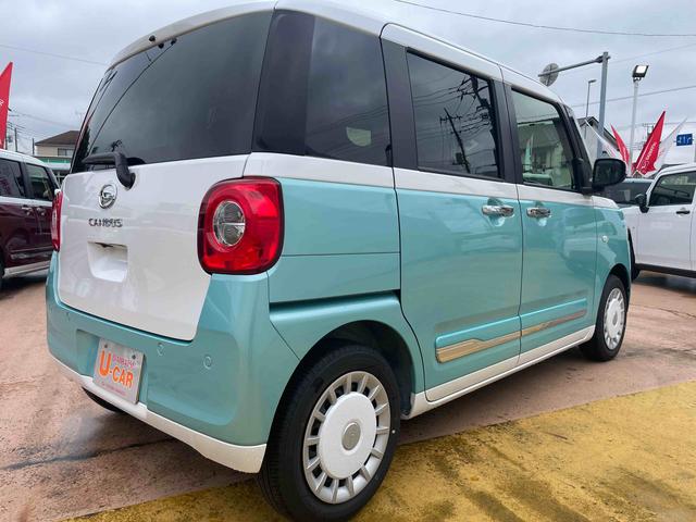 ムーヴキャンバスストライプスＧターボ／両側パワースライドドア／シートヒーターワンオーナー　禁煙車　両側パワースライドドア　運転席助手席シートヒーター　キーフリー　オートエアコン　電動パーキングブレーキ　ブレーキホールド　アダプティブクルーズコントロール　ステアリングスイッチ（埼玉県）の中古車