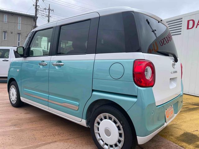 ムーヴキャンバスストライプスＧターボ／両側パワースライドドア／シートヒーターワンオーナー　禁煙車　両側パワースライドドア　運転席助手席シートヒーター　キーフリー　オートエアコン　電動パーキングブレーキ　ブレーキホールド　アダプティブクルーズコントロール　ステアリングスイッチ（埼玉県）の中古車