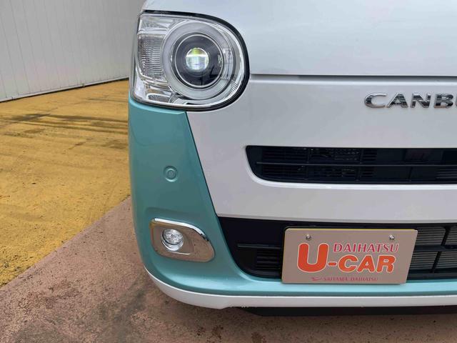 ムーヴキャンバスストライプスＧターボ／両側パワースライドドア／シートヒーターワンオーナー　禁煙車　両側パワースライドドア　運転席助手席シートヒーター　キーフリー　オートエアコン　電動パーキングブレーキ　ブレーキホールド　アダプティブクルーズコントロール　ステアリングスイッチ（埼玉県）の中古車