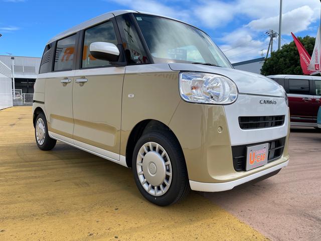 ムーヴキャンバスストライプスＸワンオーナー　禁煙車　キーフリー　純正ホイールキャップ　衝突回避支援ブレーキ機能　誤発進抑制制御機能　アイドリングストップ　両側電動スライドドア　パワーウィンドウ　オートライト（埼玉県）の中古車