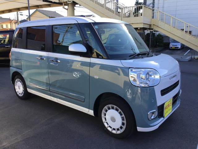 ムーヴキャンバスストライプスG LEDヘッドランプ/シートヒーター/マット1年保証距離無制限 純正マット サイドエアバッグ LEDヘッドランプ アイドリングストップ シートヒーター 両側電動スライドドア プッシュボタンスタート キーフリー(埼玉県)の中古車