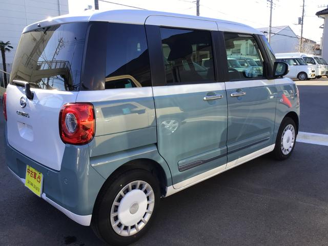 ムーヴキャンバスストライプスG LEDヘッドランプ/シートヒーター/マット1年保証距離無制限 純正マット サイドエアバッグ LEDヘッドランプ アイドリングストップ シートヒーター 両側電動スライドドア プッシュボタンスタート キーフリー(埼玉県)の中古車