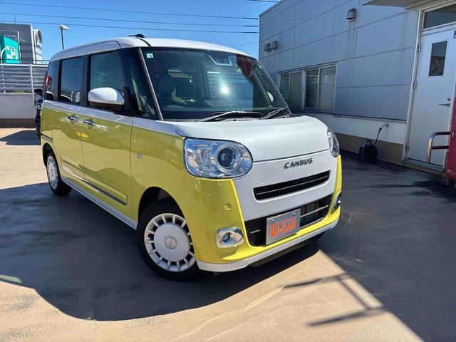 ムーヴキャンバスストライプスG 走行距離1525km/全周囲カメラ/シートヒーター/置きラクボックス/電動サイドブレーキ/安全装置装備(埼玉県)の中古車