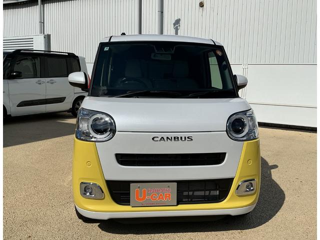 ムーヴキャンバスストライプスGターボ/当店試乗車/198キロ一年保証・走行距離無制限 走行198キロ ディスプレイオーディオ バックカメラ サイドエアバック クリアランスソナー オートライト LEDヘッドライト シートヒーター 両側電動スライドドア(埼玉県)の中古車