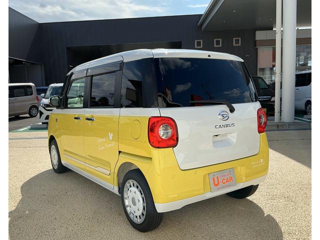 ムーヴキャンバスストライプスGターボ/当店試乗車/198キロ一年保証・走行距離無制限 走行198キロ ディスプレイオーディオ バックカメラ サイドエアバック クリアランスソナー オートライト LEDヘッドライト シートヒーター 両側電動スライドドア(埼玉県)の中古車