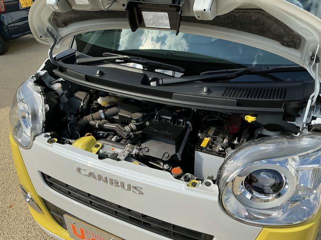 ムーヴキャンバスストライプスGターボ/当店試乗車/198キロ一年保証・走行距離無制限 走行198キロ ディスプレイオーディオ バックカメラ サイドエアバック クリアランスソナー オートライト LEDヘッドライト シートヒーター 両側電動スライドドア(埼玉県)の中古車