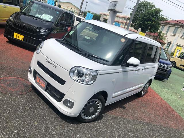 ムーヴキャンバスセオリーＧ　走行４５１キロ／ＬＥＤヘッドランプ／シートヒータ１年保証距離無制限　走行距離４５１キロ　フロアマット　サイドエアバッグ　ＬＥＤヘッドランプ　アイドリングストップ　シートヒーター　両側電動スライドドア　オート格納式ドアミラー　電動パーキングブレーキ（埼玉県）の中古車