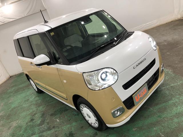 ムーヴキャンバスストライプスＧ　現行型　走行７０１８キロ　車検Ｒ８．１０１年保証距離無制限　新車保証継承　走行距離７０１８キロ　ＬＥＤヘッドランプ　シートヒーター　両側電動スライドドア　プッシュボタンスタート　オート格納式ドアミラー　衝突回避支援システム（埼玉県）の中古車