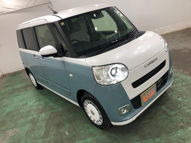 ムーヴキャンバスストライプスＧ　走行距離６６５６キロ／ＬＥＤヘッドランプ１年保証距離無制限　走行距離６６５６キロ　ＵＳＢソケット　純正マット　サイドエアバッグ　ＬＥＤヘッドランプ　アイドリングストップ　シートヒーター　両側電動スライドドア　電動パーキングブレーキ（埼玉県）の中古車