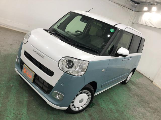 ムーヴキャンバスストライプスＧ　走行８０３７キロ／フルセグナビ／バックカメラ１年保証距離無制限　走行距離８０３７キロ　フルセグナビ　バックカメラ　ブルートゥース　純正マット　サイドエアバッグ　ＬＥＤヘッドランプ　アイドリングストップ　シートヒーター　両側電動スライドドア（埼玉県）の中古車