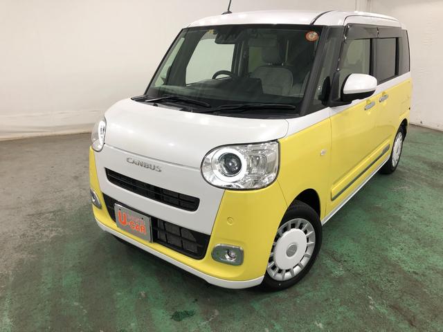 ムーヴキャンバスストライプスＧ　雹害車／走行６０６５キロ／純正ナビ／ドラレコ一年保証・走行距離無制限　走行距離６０６５キロ　フルセグナビ　ブルートゥース　全周囲カメラ　ドラレコ　クリアランスソナー　オートライト　ＬＥＤヘッドライト　シートヒーター　両側電動スライドドア（埼玉県）の中古車