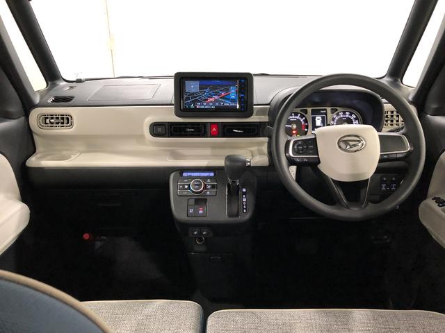 ムーヴキャンバスストライプスＧ　走行２７３７キロ／フルセグナビ／バックカメラ１年保証距離無制限　走行距離２７３７キロ　フルセグナビ　バックカメラ　ブルートゥース　純正マット　サイドエアバッグ　ＬＥＤヘッドランプ　アイドリングストップ　シートヒーター　両側電動スライドドア（埼玉県）の中古車