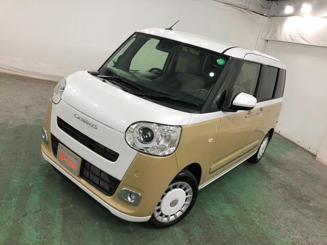 ムーヴキャンバスストライプスＧ　走行２７３７キロ／フルセグナビ／バックカメラ１年保証距離無制限　走行距離２７３７キロ　フルセグナビ　バックカメラ　ブルートゥース　純正マット　サイドエアバッグ　ＬＥＤヘッドランプ　アイドリングストップ　シートヒーター　両側電動スライドドア（埼玉県）の中古車
