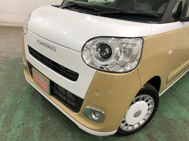 ムーヴキャンバスストライプスＧ　走行２７３７キロ／フルセグナビ／バックカメラ１年保証距離無制限　走行距離２７３７キロ　フルセグナビ　バックカメラ　ブルートゥース　純正マット　サイドエアバッグ　ＬＥＤヘッドランプ　アイドリングストップ　シートヒーター　両側電動スライドドア（埼玉県）の中古車