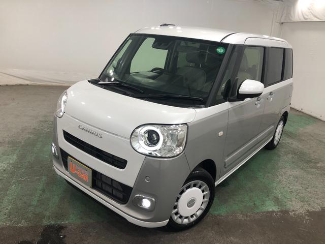 ムーヴキャンバスストライプスＧ　走行５１９８キロ／ナビ／全周囲カメラ一年保証・走行距離無制限　走行５１９８キロ　フルセグナビ　ブルートゥース　全周囲カメラ　クリアランスソナー　ＬＥＤヘッドライト　オートライト　シートヒーター　両側電動スライドドア（埼玉県）の中古車