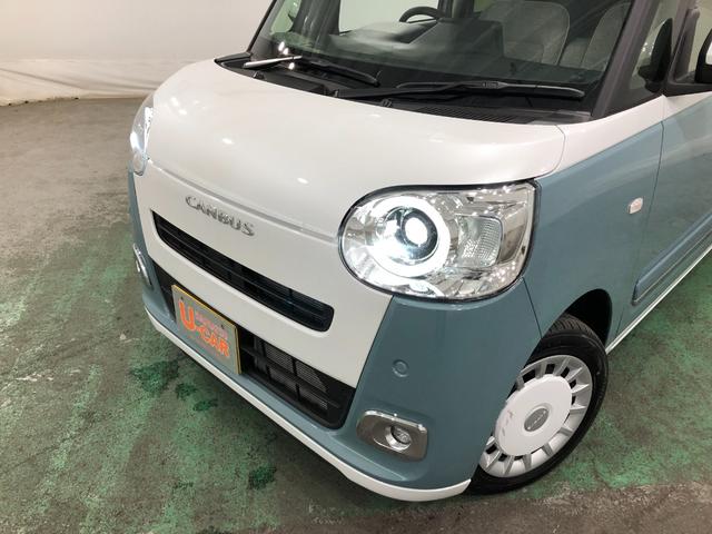 ムーヴキャンバスストライプスＧ　走行１３４１キロ／ナビ／バックカメラ一年保証・走行距離無制限　走行１３４１キロ　フルセグナビ　ブルートゥース　バックカメラ　ＤＶＤ　クリアランスソナー　ＬＥＤヘッドライト　オートライト　シートヒーター　両側電動スライドドア（埼玉県）の中古車