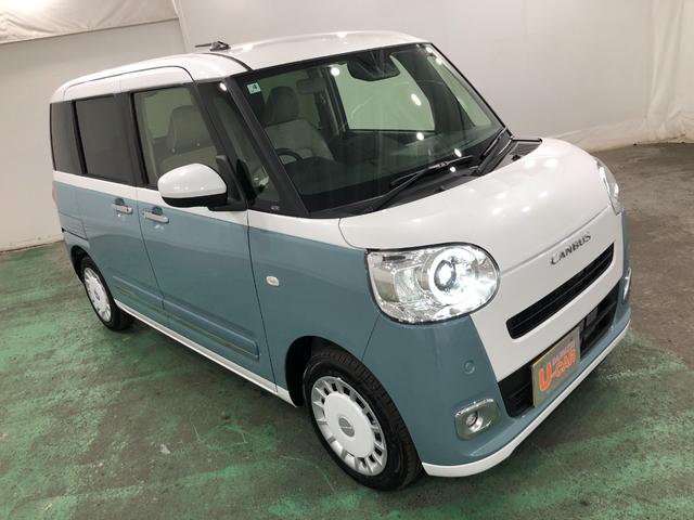 ムーヴキャンバスストライプスＧ　走行２５キロ／両側電動スライドドア一年保証・走行距離無制限　走行２５キロ　サイドエアバック　クリアランスソナー　オートライト　ＬＥＤヘッドライト　アイドリングストップ　ベンチシート　シートヒーター　両側電動スライドドア（埼玉県）の中古車