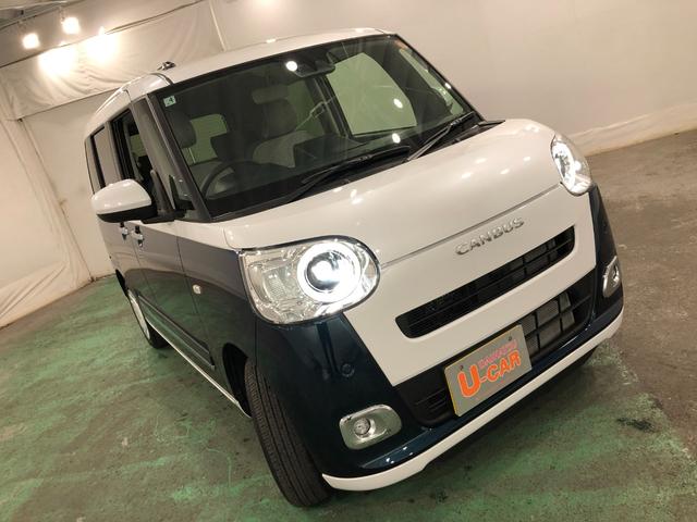 ムーヴキャンバスストライプスG 走行2681キロ/シートヒータ/LEDランプ1年保証距離無制限 走行距離2681キロ 純正マット サイドエアバッグ LEDヘッドランプ アイドリングストップ シートヒーター 両側電動スライドドア オート格納式ドアミラー プッシュボタンスタート(埼玉県)の中古車