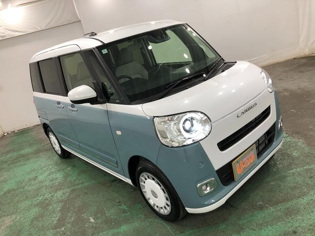 ムーヴキャンバスストライプスＧ　走行２３５８キロ／シートヒーター／ＬＥＤ１年保証距離無制限　走行距離２３５８キロ　ＵＳＢソケット　マット　サイドエアバッグ　ＬＥＤヘッドランプ　アイドリングストップ　シートヒーター　両側電動スライドドア　オート格納式ドアミラー　キーフリー（埼玉県）の中古車