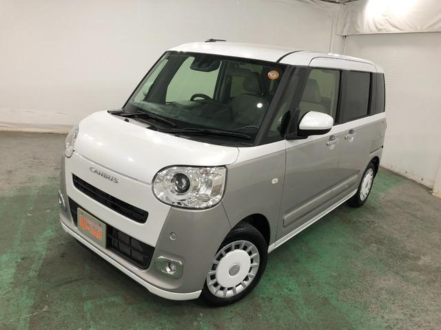 ムーヴキャンバスストライプスGターボ 走行2467キロ/置充電Qi/Bカメラ1年保証距離無制限 走行距離2467キロ ディスプレイオーディオ バックカメラ 純正マット サイドエアバッグ LEDヘッドランプ アイドリングストップ シートヒーター 両側スライドドア キーフリー(埼玉県)の中古車