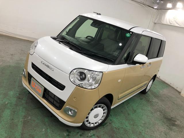 ムーヴキャンバスストライプスＧ　走行５６６８キロ／ＬＥＤヘッドランプ／マット一年保証・走行距離無制限　走行５６６８キロ　サイドエアバック　クリアランスソナー　オートマチックハイビーム　オートライト　ＬＥＤヘッドライト　ベンチシート　シートヒーター　両側電動スライドドア（埼玉県）の中古車