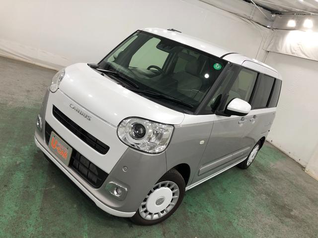 ムーヴキャンバスストライプスG 走行3013キロ/クリアランスソナー一年保証・走行距離無制限 走行3013キロ サイドエアバック クリアランスソナー オートマチックハイビーム オートライト LEDヘッドライト ベンチシート シートヒーター 両側電動スライドドア(埼玉県)の中古車