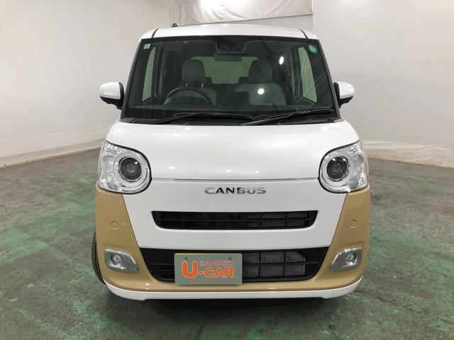 ムーヴキャンバスストライプスG 走行3379キロ/クリアランスソナー一年保証・走行距離無制限 走行3379キロ サイドエアバック クリアランスソナー オートマチックハイビーム オートライト LEDヘッドライト ベンチシート シートヒーター 両側電動スライドドア(埼玉県)の中古車