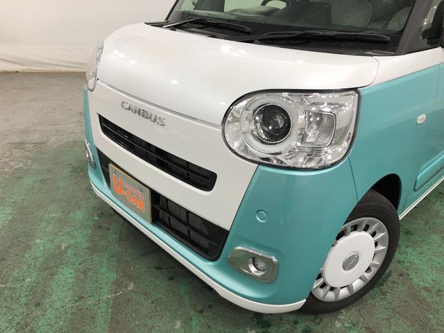 ムーヴキャンバスストライプスＧ　走行３８１５キロ／クリアランスソナー一年保証・走行距離無制限　走行５６６８キロ　サイドエアバック　クリアランスソナー　オートマチックハイビーム　オートライト　ＬＥＤヘッドライト　ベンチシート　シートヒーター　両側電動スライドドア（埼玉県）の中古車