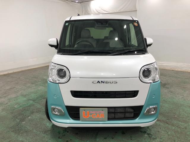 ムーヴキャンバスストライプスＧ　走行３８１５キロ／クリアランスソナー一年保証・走行距離無制限　走行５６６８キロ　サイドエアバック　クリアランスソナー　オートマチックハイビーム　オートライト　ＬＥＤヘッドライト　ベンチシート　シートヒーター　両側電動スライドドア（埼玉県）の中古車