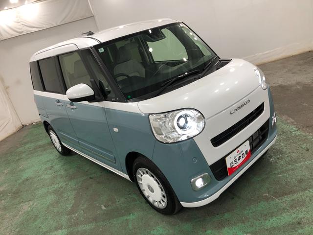 ムーヴキャンバスストライプスGターボ 走行2798キロ/シートヒーター一年保証・走行距離無制限走行2798キロ サイドエアバック クリアランスソナー オートマチックハイビーム オートライト LEDヘッドライト ベンチシート シートヒーター 両側電動スライドドア(埼玉県)の中古車