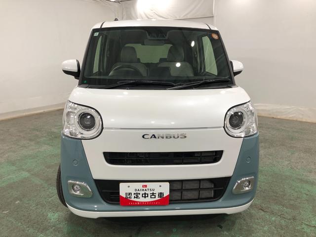 ムーヴキャンバスストライプスGターボ 走行2798キロ/シートヒーター一年保証・走行距離無制限走行2798キロ サイドエアバック クリアランスソナー オートマチックハイビーム オートライト LEDヘッドライト ベンチシート シートヒーター 両側電動スライドドア(埼玉県)の中古車