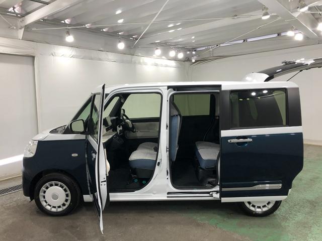 ムーヴキャンバスストライプスGターボ 走行2711キロ/全周囲カメラドラレコ1年保証距離無制限 走行距離2711キロ ディスプレイオーディオ パノラマモニター ドラレコ サイドエアバッグ LEDヘッドランプ アイドリングストップ シートヒーター 両側電動スライドドア(埼玉県)の中古車