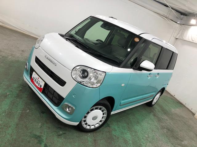 ムーヴキャンバスストライプスＧ　走行８６２３キロ／クリアランスソナー一年保証・走行距離無制限走行８６２３キロ　サイドエアバック　クリアランスソナー　オートライト　ＬＥＤヘッドライト　シートヒーター　両側電動スライドドア（埼玉県）の中古車