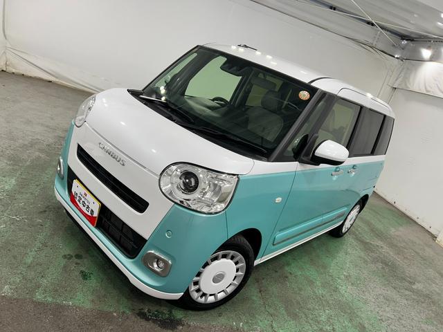 ムーヴキャンバスストライプスＧターボ　走行２７２４４キロ／ＬＥＤヘッドランプ１年保証距離無制限　走行距離２７２４４キロ　純正マット　助手席エアバッグ　サイドエアバッグ　ＬＥＤヘッドランプ　アイドリングストップ　シートヒーター　両側電動スライドドア　オート格納式ドアミラー（埼玉県）の中古車