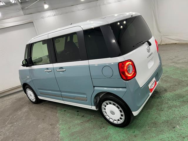ムーヴキャンバスストライプスＧターボ　走行１４９５９キロ／ＬＥＤヘッドランプ１年保証距離無制限　走行距離１４９５９キロ　純正マット　サイドエアバッグ　ＬＥＤヘッドランプ　アイドリングストップ　シートヒーター　両側電動スライドドア　電動パーキングブレーキ　オート格納式ドアミラー（東京都）の中古車