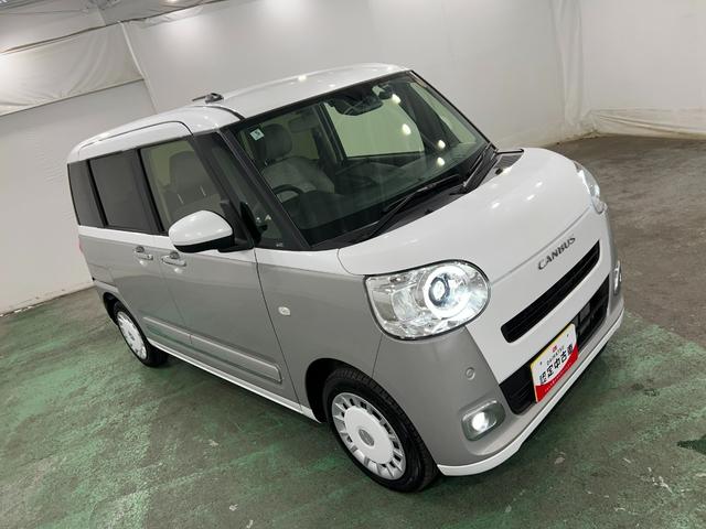 ムーヴキャンバスストライプスＧターボ　走行９５１４キロ／ドラレコ／Ｂカメラ１年保証距離無制限　走行距離９５１４キロ　ディスプレイオーディオ　バックカメラ　ドラレコ　純正マット　サイドエアバッグ　ＬＥＤヘッドランプ　アイドリングストップ　シートヒーター　両側電動スライドドア（埼玉県）の中古車