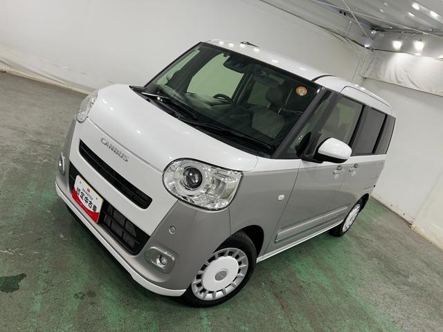 ムーヴキャンバスストライプスＧターボ　走行９５１４キロ／ドラレコ／Ｂカメラ１年保証距離無制限　走行距離９５１４キロ　ディスプレイオーディオ　バックカメラ　ドラレコ　純正マット　サイドエアバッグ　ＬＥＤヘッドランプ　アイドリングストップ　シートヒーター　両側電動スライドドア（埼玉県）の中古車